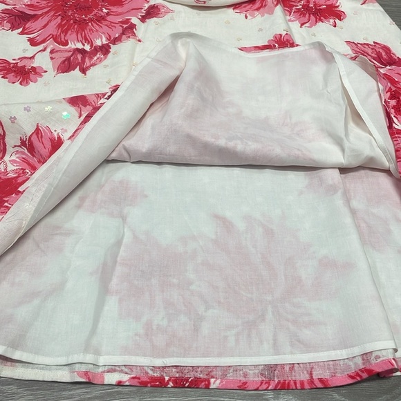 Coldwater Creek Linen Blend Floral Sequin A-Line Lined Skirt PM - Picture 13 of 16